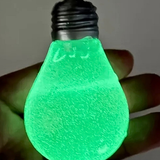 Glow-in-the-dark light bulb shaped squishy sensory fidget toy.