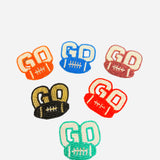 Football-themed beaded pins for jackets, hats, and bags, perfect for showing team pride.