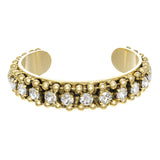 Antique gold crystal cuff bracelet with open design and sparkling statement style.