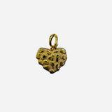 Gold-tone heart silhouette scarf charm with textured surface, polished spots, and matte-glossy finish combination.