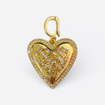 Gold crystal heart charm with layered design, pavé and marquise crystals, lobster clasp, versatile use