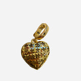 Gold heart scarf charm with cutout cross details and clasp closure