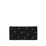 Hammitt 110 North Starlight black leather wallet with mini rivets and brushed gold hardware.