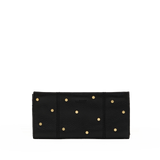 Hammitt 110 North Starlight black leather wallet with mini rivets and brushed gold hardware.