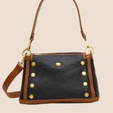 Oxblood red Hammitt Bryant Medium leather handbag with brushed gold hardware and adjustable straps.
