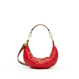 Hammitt Erica Small red and saddle brown pebbled leather handbag with antique gold hardware.