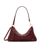 Hammitt Kyle Med cherrywood oxblood red quilted leather handbag with brushed gold hardware and adjustable crossbody strap.