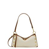 Cream and mahogany Hammitt handbag with antique gold hardware and convertible straps.