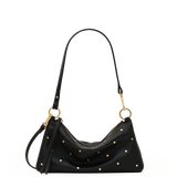 Hammitt Kyle Starlight black pebbled leather handbag with mini rivets and brushed gold hardware.