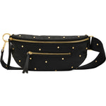 Hammitt Charles Starlight black pebbled leather crossbody with mini rivets and gold hardware.