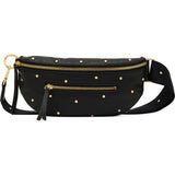 Hammitt Charles Starlight black pebbled leather crossbody with mini rivets and gold hardware.