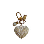 Pearl heart scarf charm with small pearls and dangling pearl accent charm