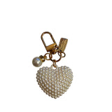 Pearl heart scarf charm with small pearls and dangling pearl accent charm