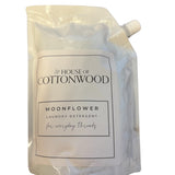 Moonflower all-natural laundry detergent bag with plant-based formula for gentle, effective, chemical-free cleaning.