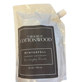 Winterfell all-natural laundry detergent in 32oz bag, plant-based, chemical-free, and HE machine safe.