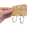 Hot Pink Rhinestone Hoop Earrings