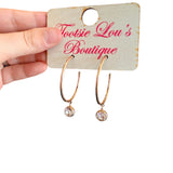 Gold Crystal Hoop Earrings (Water Resistant)