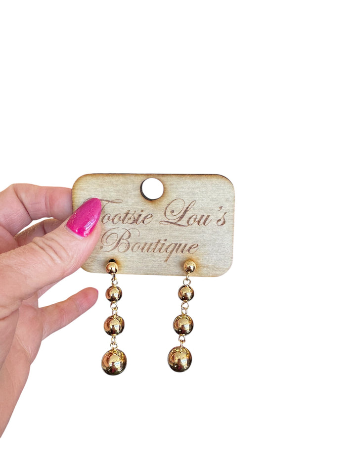 Gold Beaded Dangle Earrings (18k Gold Filled)