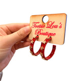 Red Star Hoop Earrings