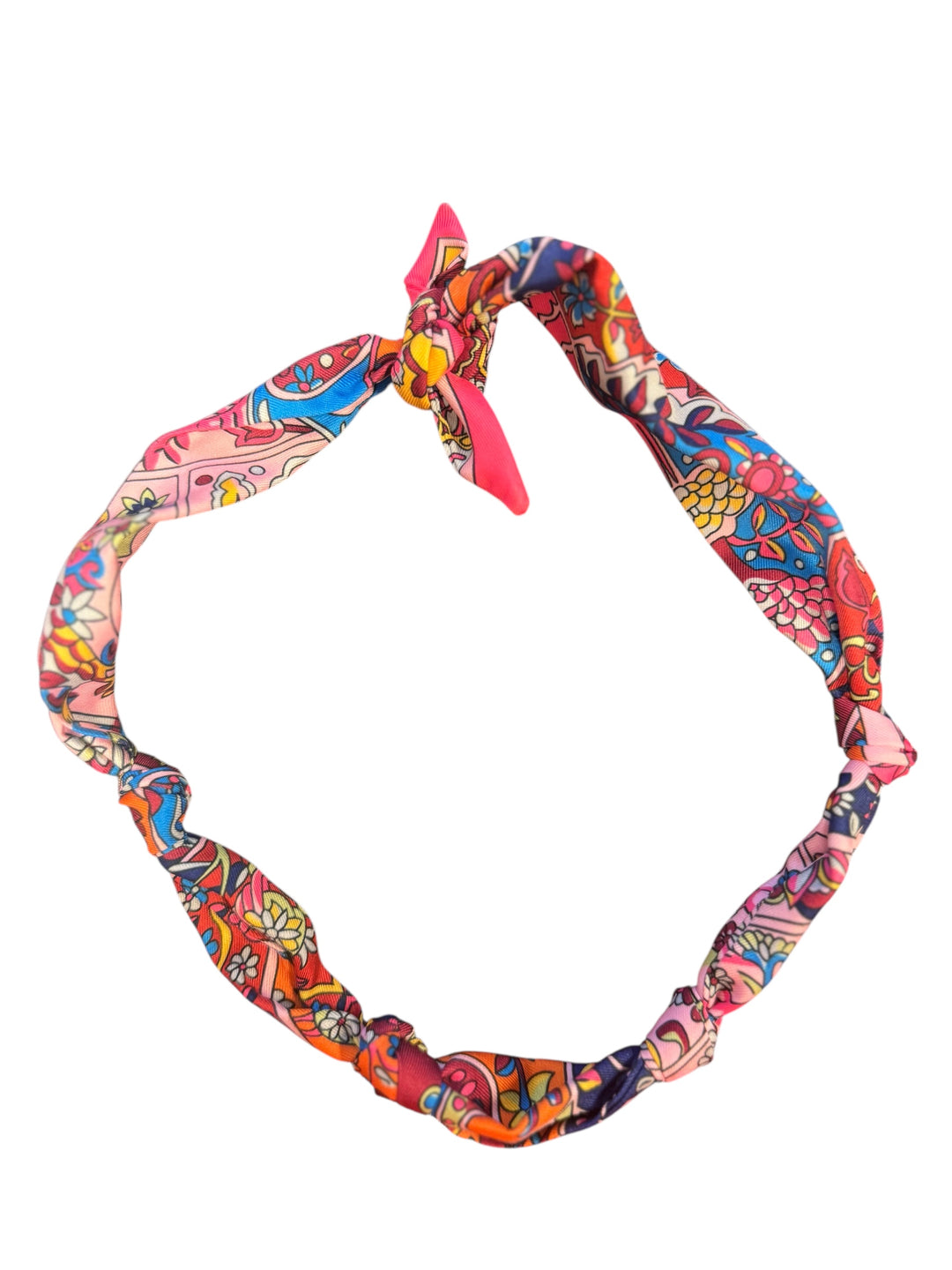 Pink floral knitted silk scarf