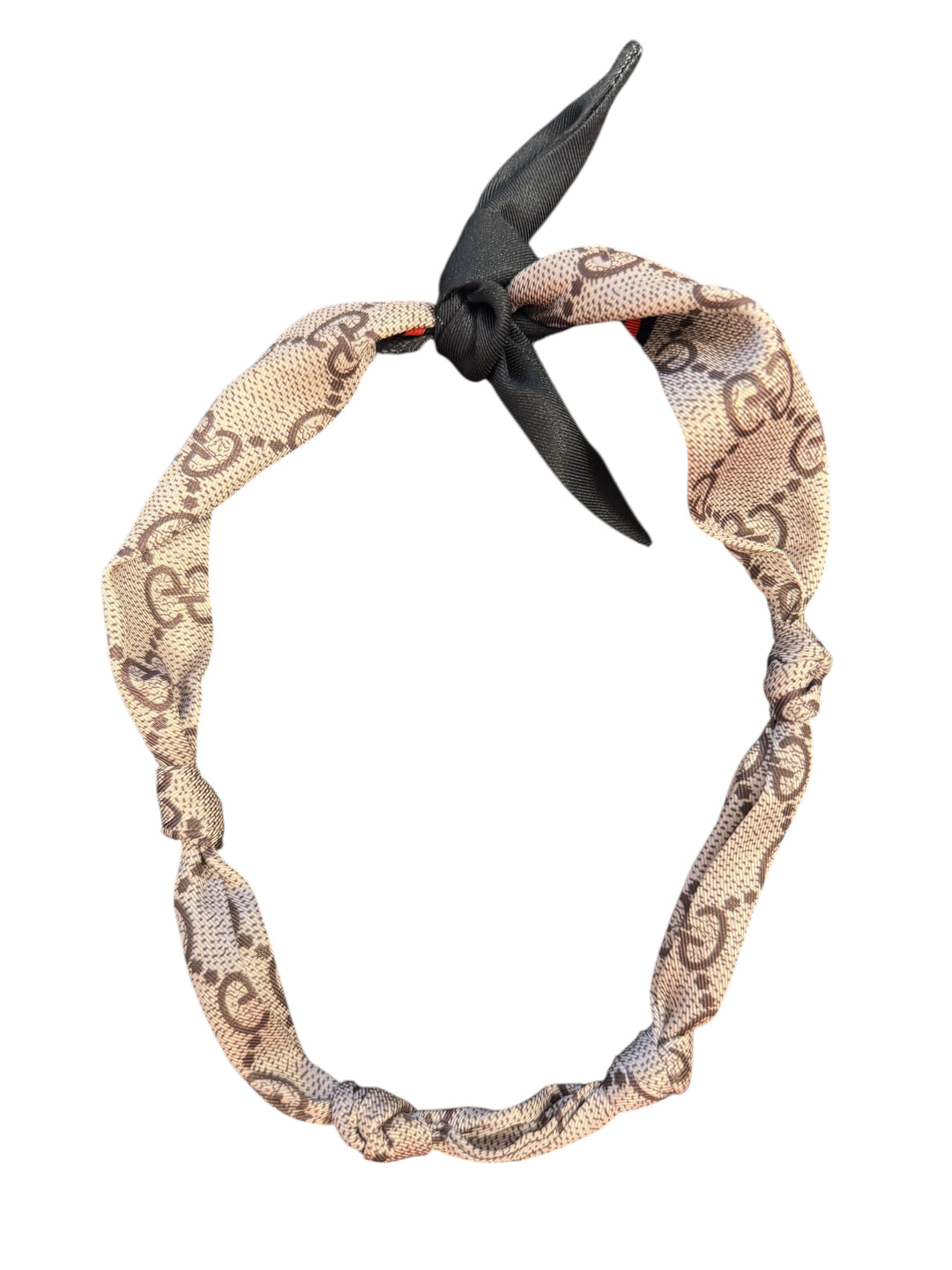 Brown and black designer knotted silk scarf
