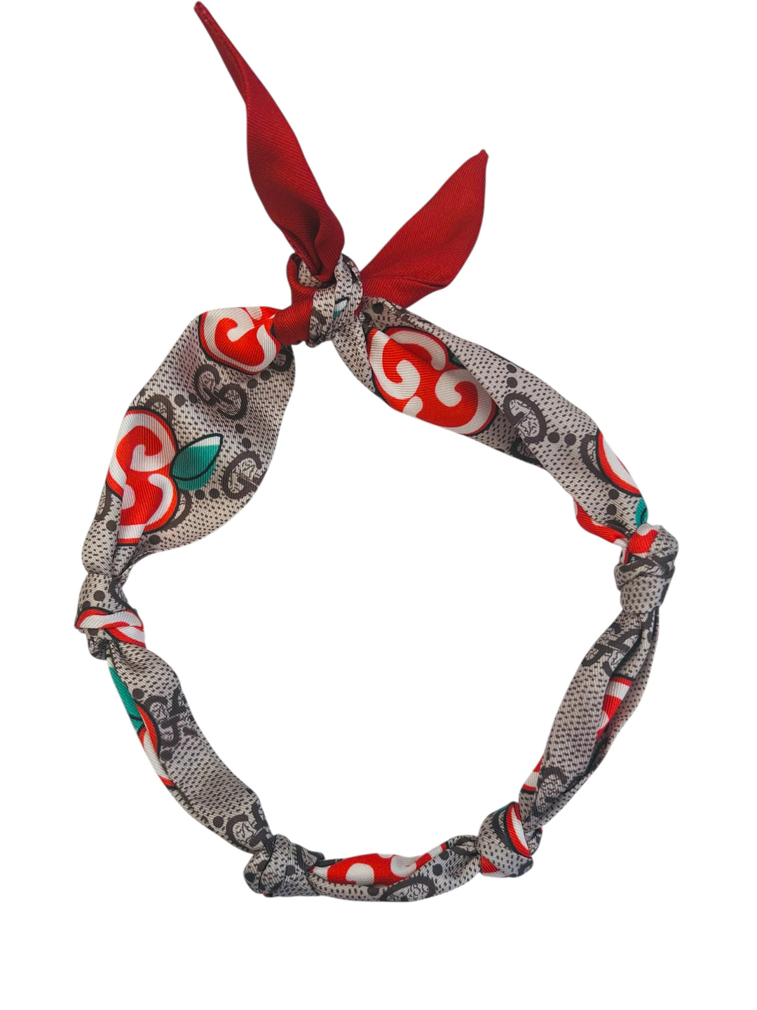 Brown and red designer silk scarf necklace