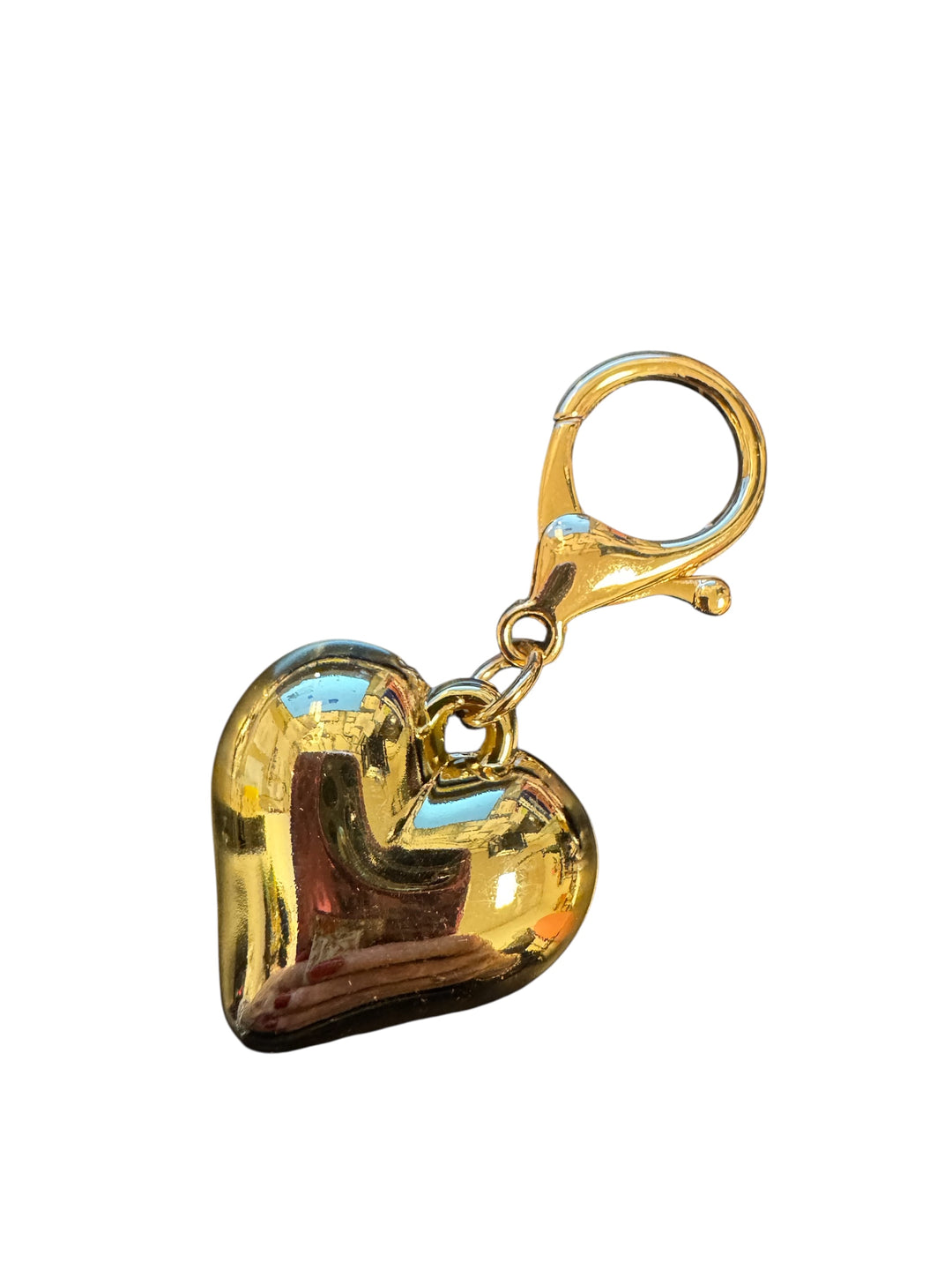 Gold acrylic oversized heart charm with silver accent, perfect for scarf necklaces or trendy jewelry.