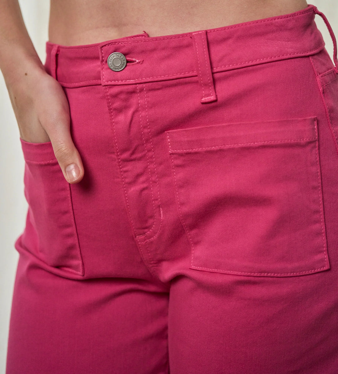Hot Pink Cropped Wide Leg Jeans