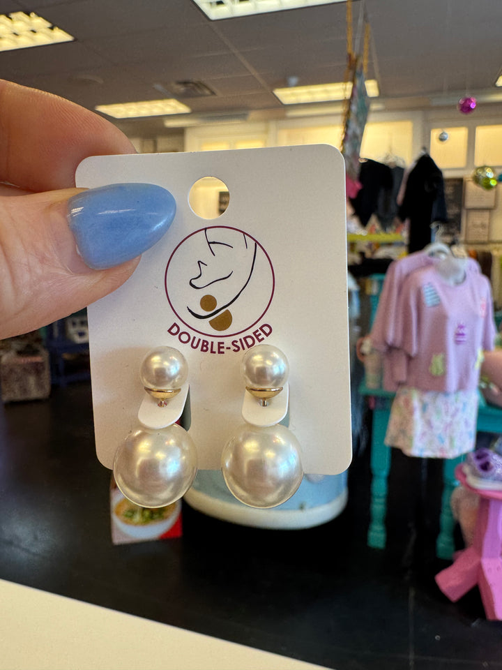 Double Sided Pearl Stud Earrings