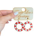 Red Stripe Circle Earring