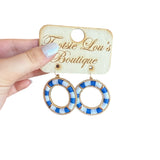 Blue Stripe Circle Earring