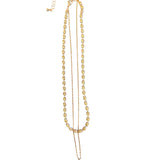 Gold Ball Double Chain Necklace (Water Resistant)