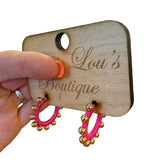 Hot Pink Threaded Stud Hoops