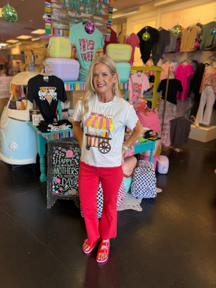 Queen Of Sparkles White Frill Hot Dog Stand Tee
