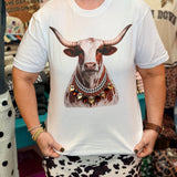 Jewel Collared Longhorn Tee