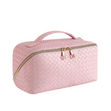 Pink Woven Cosmetic Bag