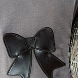 Gray Faux Leather Bow Oversized Tee