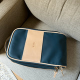 Jon Hart Shoe Bag with coated canvas, leather trim, and zip closure for golf accessories