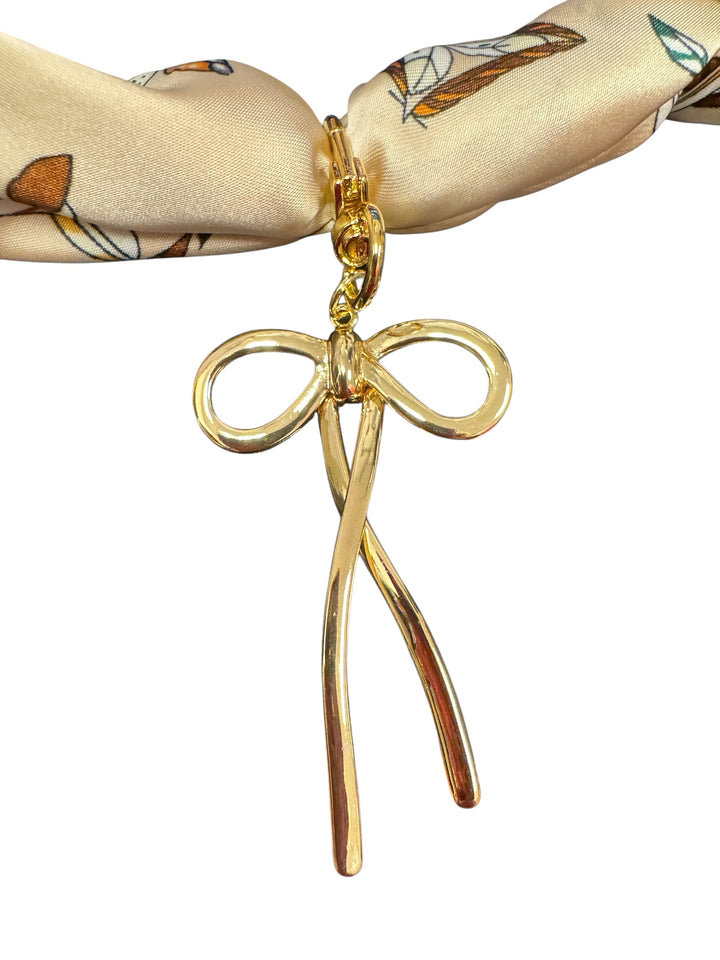 Cream/Brown Scarf Bow Charm Necklace