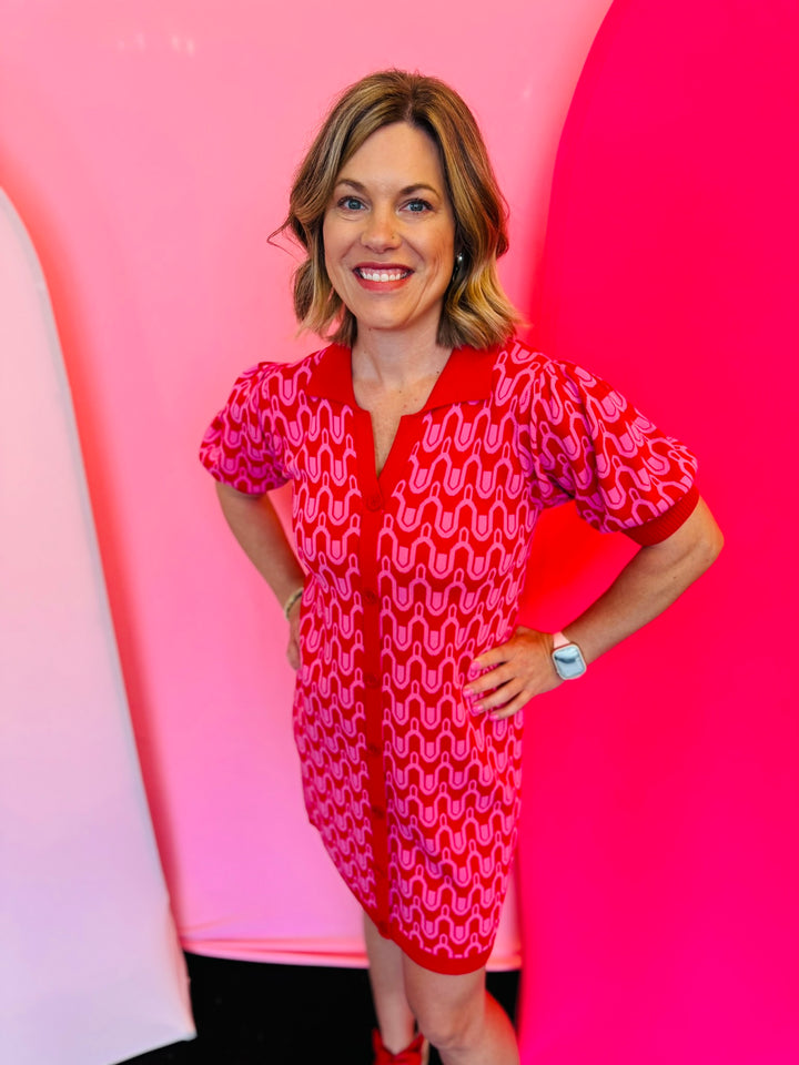 Red & Pink Abstract Dress