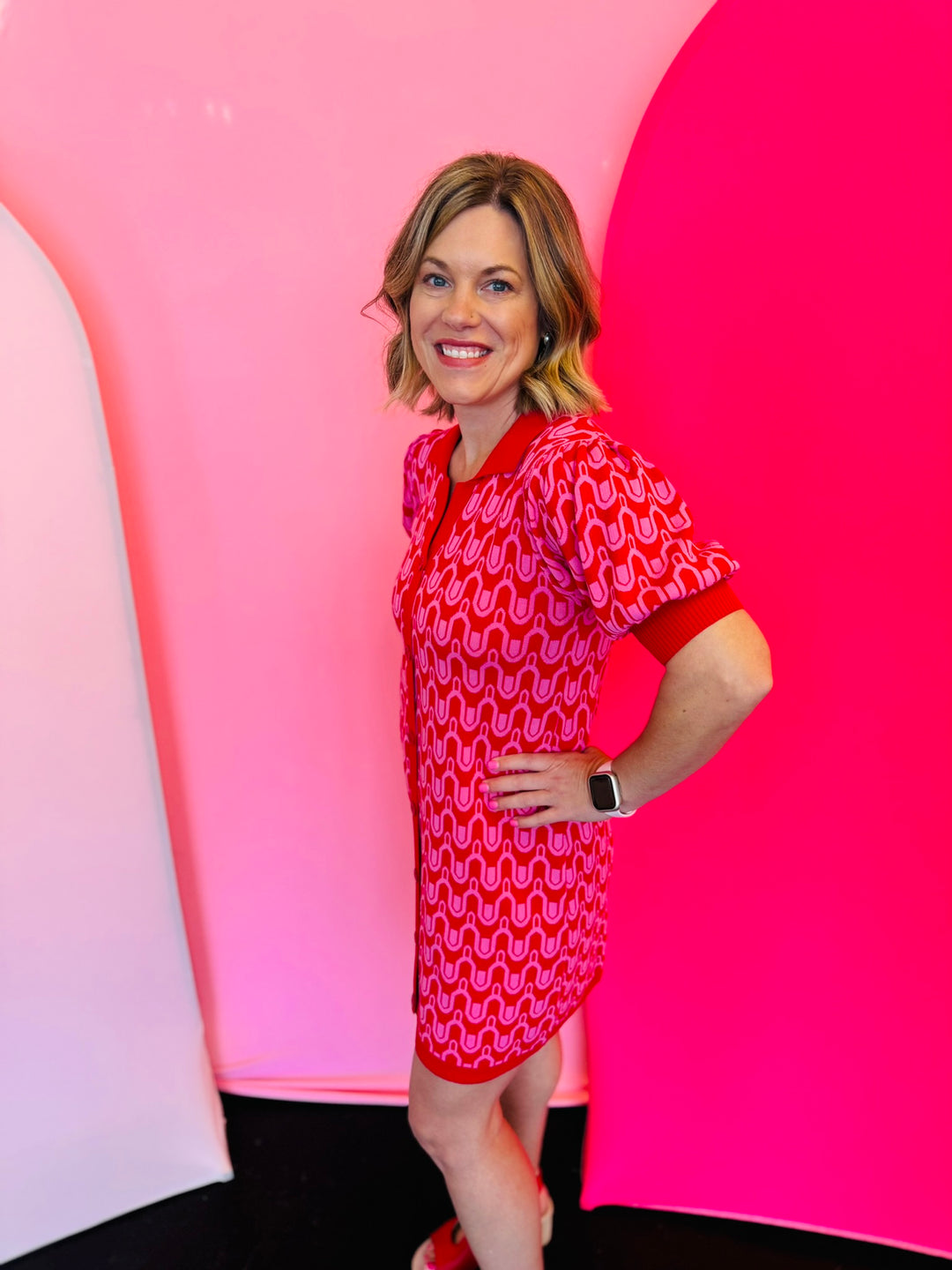 Red & Pink Abstract Dress