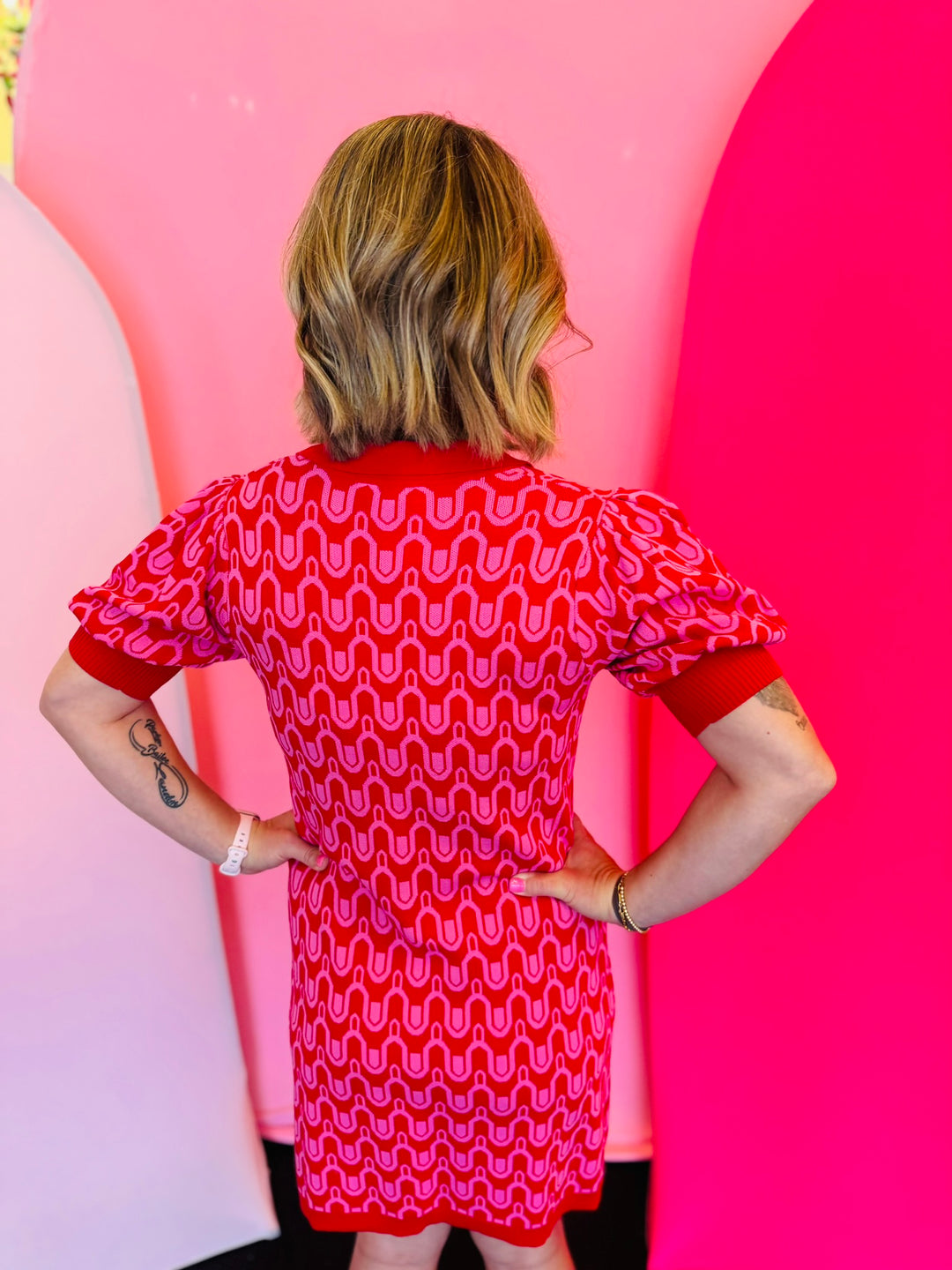 Red & Pink Abstract Dress