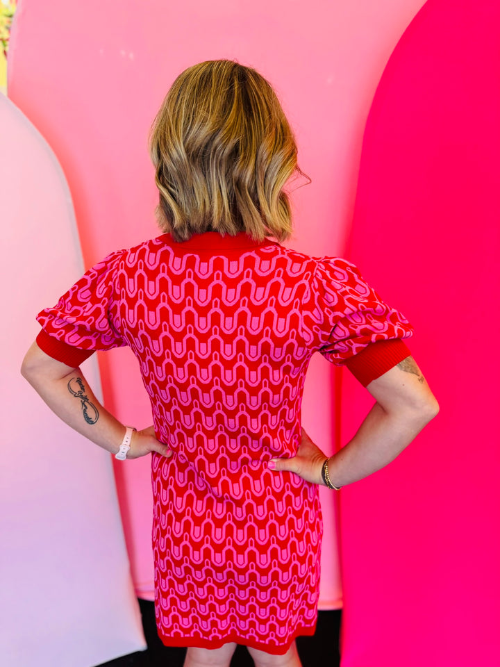 Red & Pink Abstract Dress