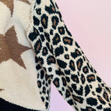 Leopard Star Pattern Round Neck Sweater