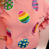Sequined Easter Egg Sweatshirt