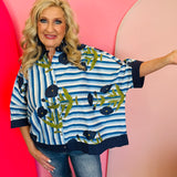 Ocean Mix Striped Floral Top