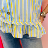 Blue Stripe Peplum Top