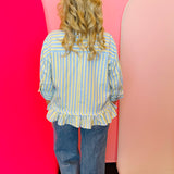 Blue Stripe Peplum Top