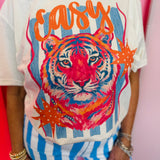 Easy Tiger Orange & Blue Blingy Tee