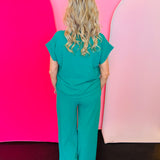 Kelly Green Slub Pant Set